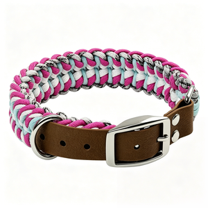 Set Collare e Guinzaglio per <span class=keywords><strong>Cani</strong></span> in Pelle Intrecciata Personalizzato, Set Collare Tattico di Lusso con Braccialetto Abbinato Gratuito - Product Image 2