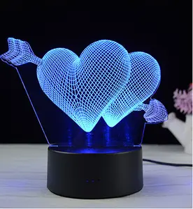 Lampu Meja Efek 3D Led Hewan, Lampu Malam Kecil Dekorasi Sentuhan Warna-warni USB, Lampu Meja Efek 3D Hadiah Kreatif