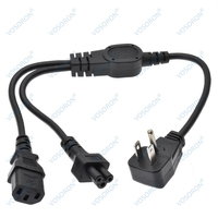 2 in 1 Flat Nema 5-15P Plug to IEC 320 C13 C5 Y Splitter Power Cord/Cable Environ 50CM