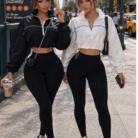 Nouvel ensemble décontracté deux pièces pour l'automne : veste courte et pantalon legging taille haute moulant