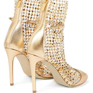 2024 personnalisé usine luxueuses sandales à talons pour femmes talons sandales diamants bout ouvert cheville boucle Banquet chaussures pour dames - Product Image 2