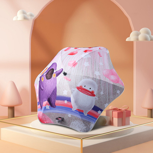 Parapluie de protection solaire manuel pour enfants, design spécial, cadeaux d'affaires, dessin animé, avec revêtement noir et matériau en nylon - Product Image 1