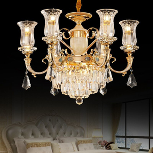 Lámpara de Techo Colgante de Cristal con Borlas, Decoración para Salón, Lámpara de Techo Dúplex para Techos Altos, Araña de Cristal con Forma de Tulipán - Product Image 5