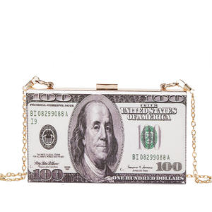 Style européen américain été mode cent dollar Bill argent Transparent acrylique sac à main petite boîte de soirée carrée <span class=keywords><strong>pochette</strong></span> - Product Image 1