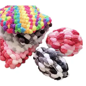 Multi Kleuren 20Mm Fluffy Chunky Hand Gebreide Sjaal Garen Haak Fancy Popcorn 100% Polyester Chenille Garen