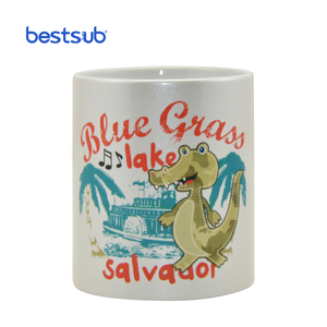 BestSub spazi vuoti di sublimazione personalizzati all'ingrosso 11 once tazze da caffè scintillanti rivestite riscaldate in ceramica personalizzate bianco perla - Product Image 1