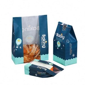Cheap Custom Food Grade Grease Proof Bread <b>Bag</b> with Window Disposable Packing Paper <b>Bag</b> - Product Image 1