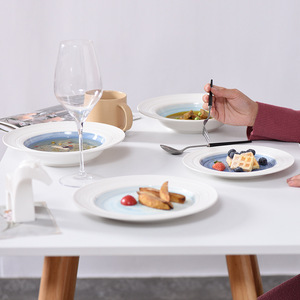 Plato plano de porcelana ecológico de 8/10 pulgadas para Hotel, restaurante, <span class=keywords><strong>Pasta</strong></span> occidental y bistec, plato de cerámica cepillado elegante - Product Image 3