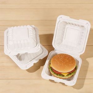 Caja desechable para llevar hamburguesas de almidón de maíz de 6 pulgadas, apta para microondas y de calidad alimentaria - Product Image 2