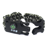 Bracelet de survie compact Qori AK17 en nylon tressé avec boussole, lampe multifonctionnelle infrarouge/UV - Tactique