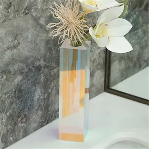 Arte moderna miglior acrilico cuboid cristallo trasparente vaso di fiori case di lusso accessori per la decorazione decorazione del vaso di casa