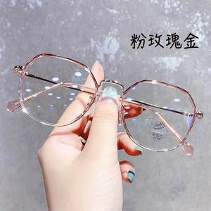 Rose Gold <b>Metal</b> <b>Frame</b> Oval Glasses Anti Blue Light Women's Myopia Eyewear Extra Wide Face Shape Match - Product Image 3