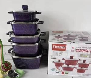 Ensemble de 19 ustensiles de cuisine carrés <span class=keywords><strong>en</strong></span> aluminium, casseroles profondes 20/24/28/32 cm, faitout peu profond 28 cm, revêtement antiadhésif <span class=keywords><strong>en</strong></span> granit, avec 9 ustensiles - Product Image 3