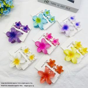 नए रंगीन उत्तम अंडे के फूल के तीन टुकड़े प्लास्टिक के बाल क्लिप सेट मीठे सिर के बाल कटवा क्लिप - Product Image 4