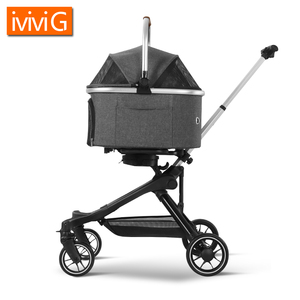 Mamago U801T Luxus-Zwillings-Haustierwagen mit Stoßdämpfersystem, komfortables Reisen für Hunde, 10 kg Tragkraft, Aluminiumlegierungsrahmen, Netzgewebe - Product Image 5