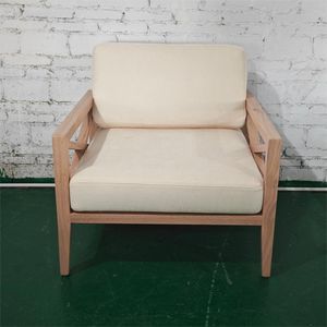 Fauteuil d'extérieur <span class=keywords><strong>en</strong></span> teck avec coussins beiges et structure <span class=keywords><strong>en</strong></span> X - Product Image 2