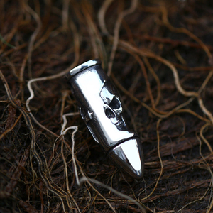 SS8-612P soldato in acciaio cranio uomini catene collana gioielli in acciaio inox forma proiettile pendente con teschio - Product Image 1