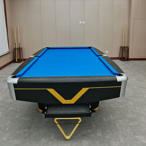 Table de <span class=keywords><strong>billard</strong></span> professionnelle en bois massif 8/9 pieds avec poches en cuir véritable, système de retour de billes, personnalisable - Product Image 4