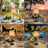 Lampe de table LED solaire USB à double charge, rechargeable, avec capteur, abat-jour noir, en rotin, étanche IP54, pour projets de mariage