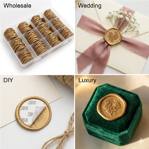 Sigillo Adesivo in Cera Personalizzato <span class=keywords><strong>con</strong></span> <span class=keywords><strong>Logo</strong></span>/Colori Dorati, Varie Dimensioni, Design Personalizzato per Matrimoni e Decorazioni per Ufficio - Product Image 3