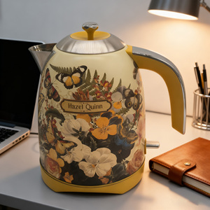 Wholesale 1800W Retro American <b>Kettle</b>, Rapid Boil, Stainless Steel Wide Mouth Lid Home Use With Pattern Wholesale 1800W Retro Am - Product Image 1