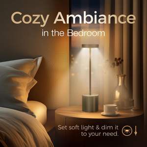 Wholesale Outdoor Cordless Portable <b>Rechargeable</b> Table Lamp <b>Battery</b> Powered Led Desk 3 Color Stepless Dimming Metal Night Lights - Product Image 4