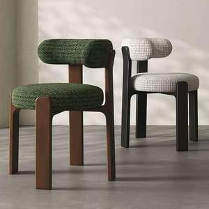 Sedie da Pranzo Moderne Imbottite in Tweed con Struttura in Legno Massello Nero, Ideali per Cucine e Caffè - Product Image 1