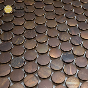 Di alta qualità Penny Round di rame antico in metallo mosaico di <span class=keywords><strong>piastrelle</strong></span> di Design elegante per parete interna pavimento soggiorno Villa Hotel arredamento - Product Image 3