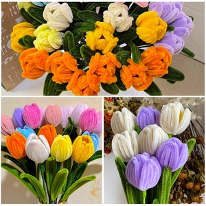 Kit de Création de Bouquet de Fleurs en Bâtonnets Torsadés DIY Tulip Bestie Gift, Fait Main, Réaliste, 5 Bulbes de Tulipes en Stock, Idéal pour la Saint-Valentin - Product Image 6