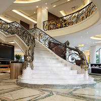 Rampe d'escalier intérieure en fer forgé doré pour hôtel, design traditionnel, résistant à la rouille, garantie 5 ans