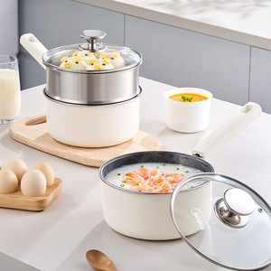 Marmite vapeur Midea avec couvercle, poêle antiadhésive blanche 18 cm pour cuisinière à induction - Product Image 4