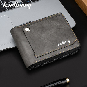 Portefeuille court pour homme Baellerry, porte-monnaie à fermeture éclair, protection RFID, couleur noire unie, usage quotidien - Product Image 2