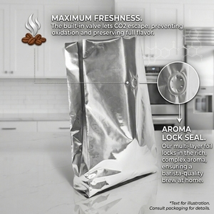 Silver Aluminum Foil Stand up Pouch Middle Sealing Food Grade Heat Seal Side Accordion Bag for Biscuits with Valve for Food - Product Image 1