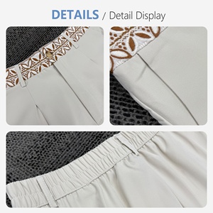 <span class=keywords><strong>Pantaloni</strong></span> Larghi Boho <span class=keywords><strong>Beige</strong></span> da <span class=keywords><strong>Donna</strong></span> con Dettaglio Ricamato in Vita, Vita Alta, Effetto <span class=keywords><strong>Lino</strong></span> Fluido, <span class=keywords><strong>Pantaloni</strong></span> Estivi da Spiaggia - Product Image 5