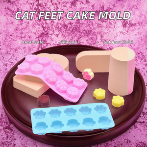Stampo in Silicone Xinguo 125 per Torte, Sapone 3D, Pudding, 10 Cavità a Forma di Zampa di Gatto, per Formaggio, Decorazione Torte, Candele, Resina, Senza BPA - Product Image 2