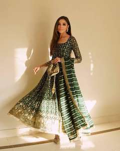 Belle nouvelle robe de soirée de créateur Look Anarkali Gown Dupatta & Bottom Set Heavy Faux Georgette With Embroidery Sequence Work - Product Image 3