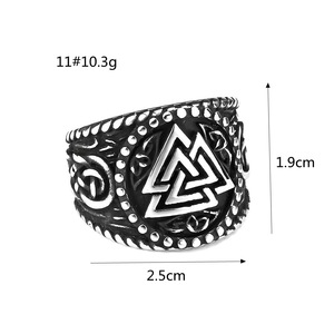 Men's <b>Titanium</b> Steel <b>Ring</b> Viking Triangle Logo Geometric Hip Hop Style Fashion Jewelry Gift - Product Image 5