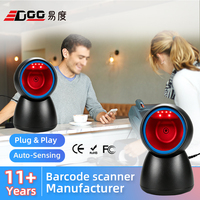 Lecteur de codes-barres de bureau Edoo D43, lecteur de codes QR 2D omnidirectionnel, plateforme de numérisation filaire USB mains libres pour supermarchés et commerces de détail