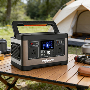 เครื่องกำเนิดไฟฟ้าพกพา Poforce Solar Lithium Ion 500Wh 135000mAh 500W สำหรับตั้งแคมป์กลางแจ้ง รถยนต์ ไฟฉาย พร้อมระบบ MPPT EU/UK A5 500W Pure Si - Product Image 1