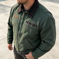Veste de travail vintage style Detroit doublée en sherpa, streetwear brodé