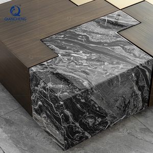 Mesa de Centro Modular de Lujo, Estilo Italiano, con Diseño de Rompecabezas, para Sala de Estar Moderna, en Mármol y Metal - Product Image 5