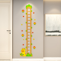 Grafici di crescita dei dinosauri giraffa per bambini tabella di crescita dell'altezza del bambino righello adesivi murali in acrilico decorazione della casa