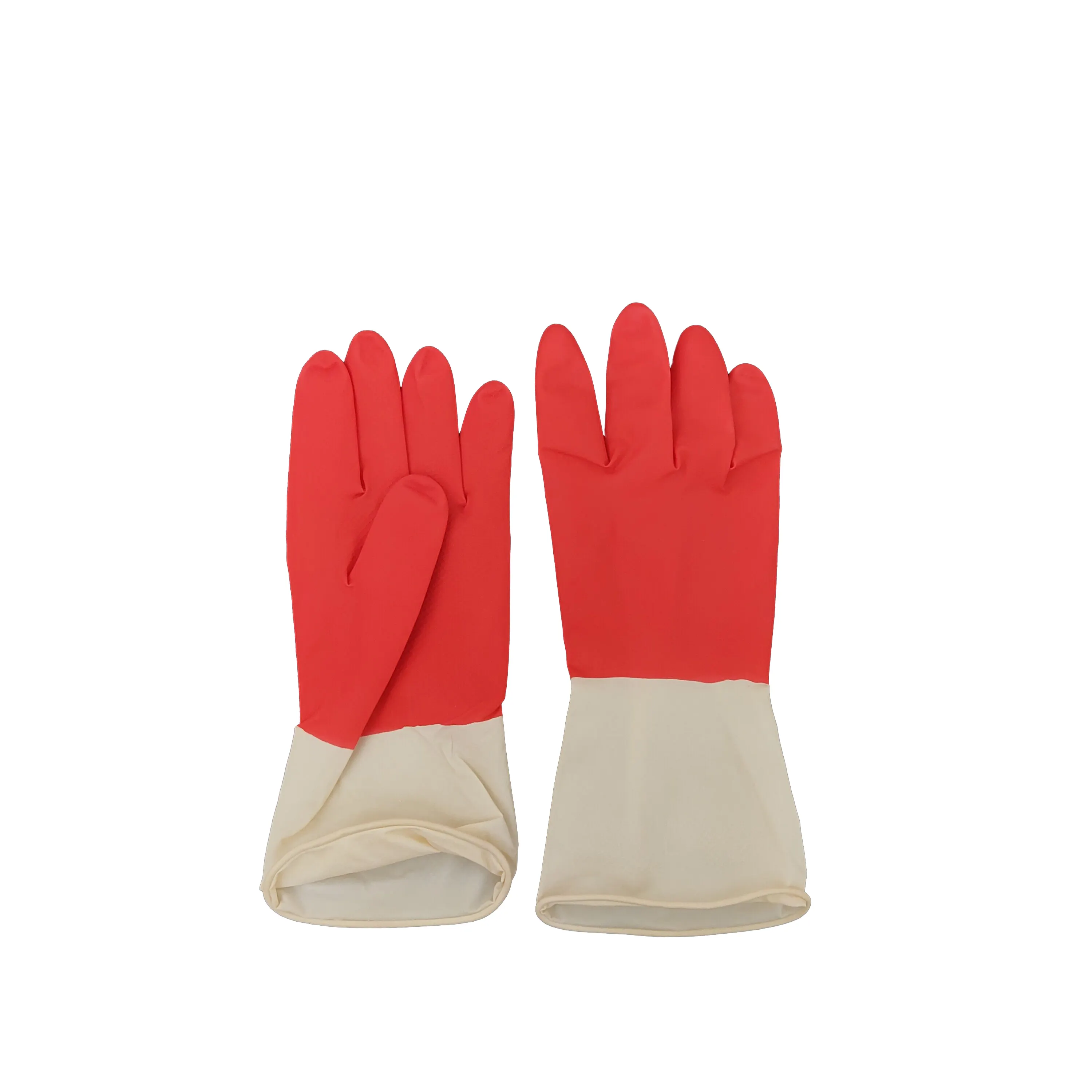 High quality household 100% latex powder free washing cleaning kitchen working red rubber gloves latex