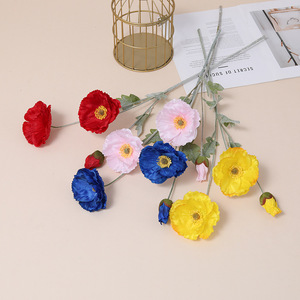 Fleurs artificielles de pavot islandais pour la décoration du salon, arrangement de bouquets, présentation florale, décoration douce - Product Image 3