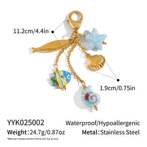 <span class=keywords><strong>Tarte</strong></span> aux fruits <span class=keywords><strong>à</strong></span> la mode avec porte-clés en acier inoxydable dégoulinant d'huile en céramique de fraise, plaqué or 18 carats, personnalisé - Product Image 6