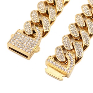 Stainless Steel Classic Bling Bling Iced Out Cuban Link Chain Ladies Diamond 18K Gold Plated Bracelet Necklace <strong>Chunky</strong> <strong>Jewellery</strong> - Product Image 2
