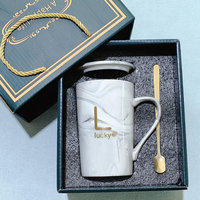 Ensemble de tasses en céramique marbrée pour couple, cadeau de mariage, boîte de tasses rose, cadeaux de luxe pour mariage, articles cadeaux pour femmes