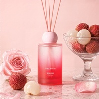 Diffuseur de parfum en verre dégradé de la série Fruits pour application commerciale, avec bâtonnets en fibre assortis, parfum personnalisé pour projets hôteliers