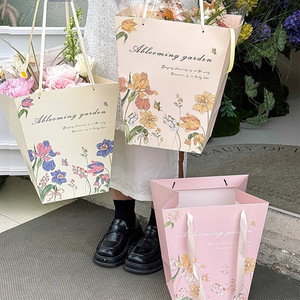 Bolsas de Papel Kraft con Logotipo Personalizado, Bolsas de Regalo con Asa para Ramos de Flores, Bolsas de Papel para Envolver Ramos de Flores - Product Image 5