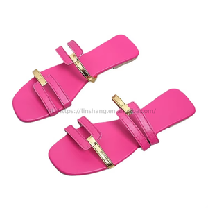 Women's Solid Color Slippers Sandals Foreign Trade Casual Square Open Toe Flat Summer <b>Shoes</b> Light - Product Image 5